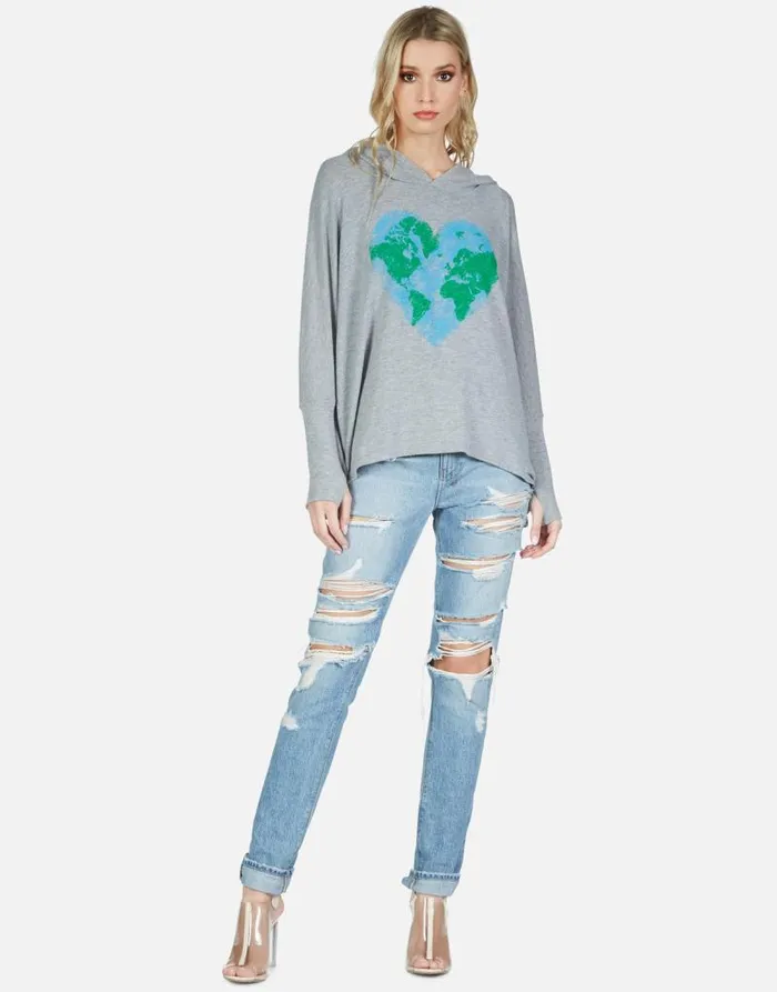 Wilma World Love Heather Grey Women Lauren Moshi Hoodies