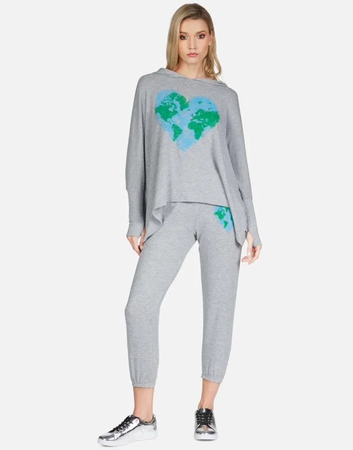 Wilma World Love Heather Grey Women Lauren Moshi Hoodies
