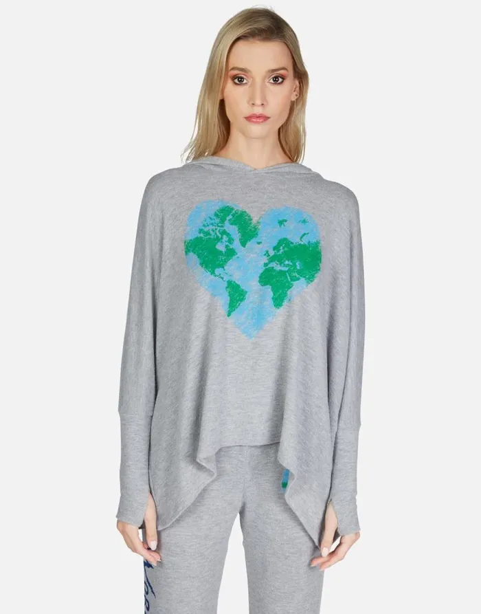 Wilma World Love Heather Grey Women Lauren Moshi Hoodies