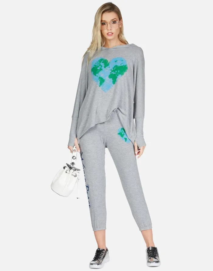 Wilma World Love Heather Grey Women Lauren Moshi Hoodies