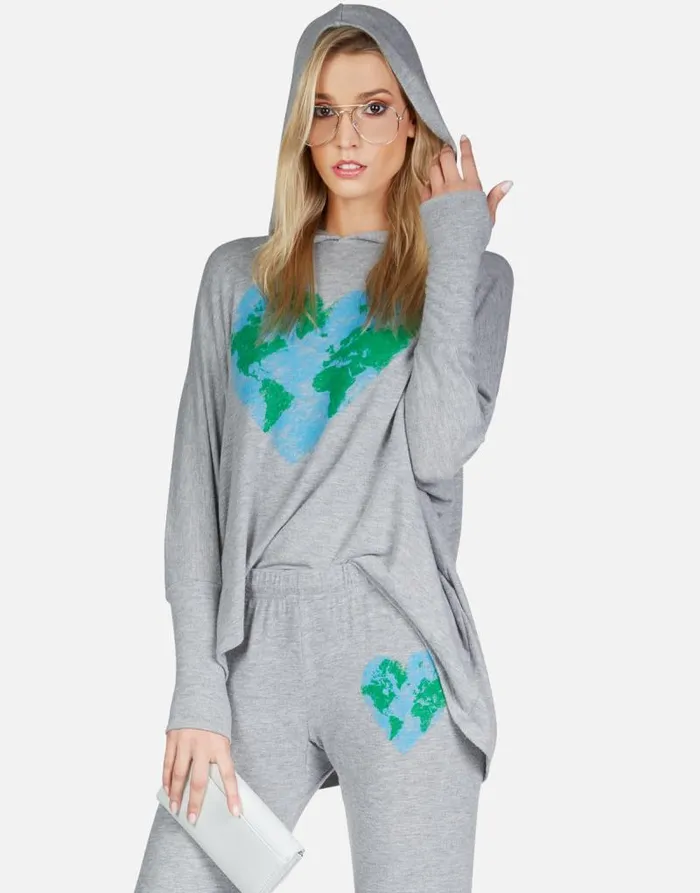 Wilma World Love Heather Grey Women Lauren Moshi Hoodies
