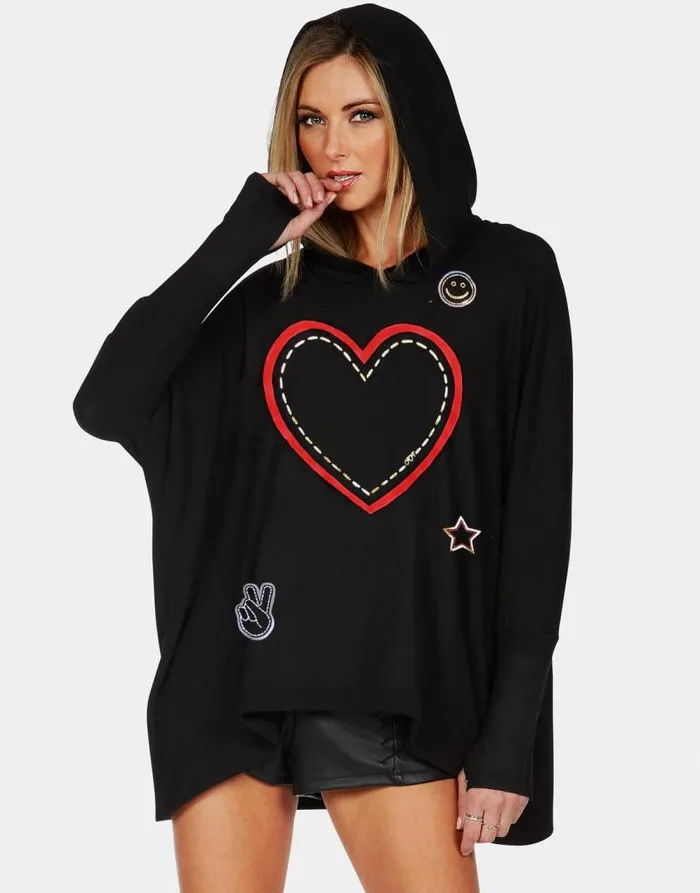 Wilma X Stitched Heart Elements Black Women Lauren Moshi Hoodies