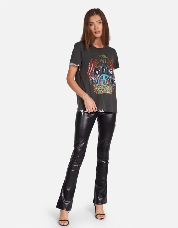 Wolf Aerosmith Tour Pigment Black Women Lauren Moshi Short Sleeve