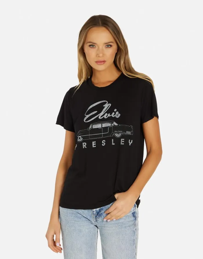 Wolf Elvis Presley Cadillac Black Women Lauren Moshi Short Sleeve