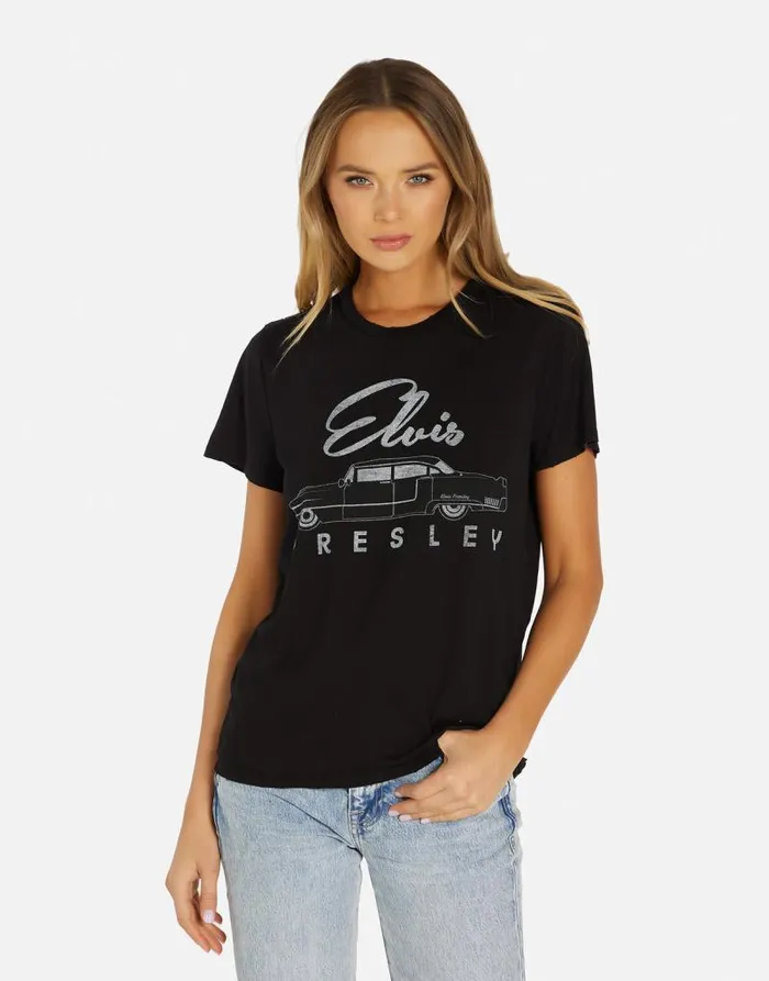 Wolf Elvis Presley Cadillac Black Women Lauren Moshi Short Sleeve