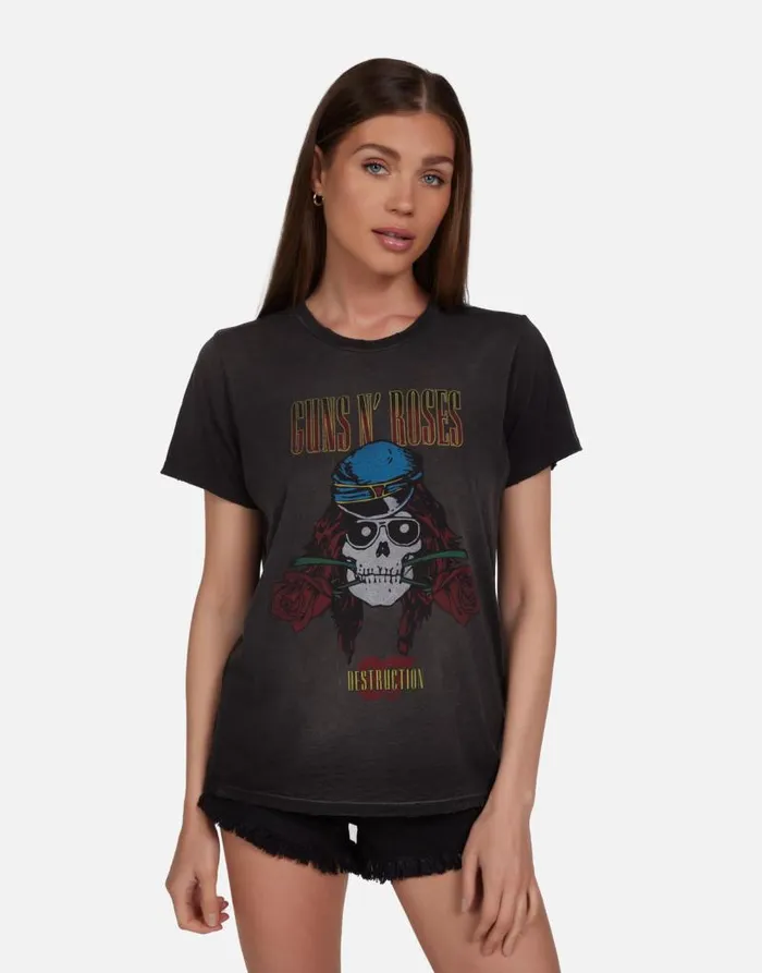 Wolf Guns N039 Roses Skull Black Haze Women Lauren Moshi Short Sleeve