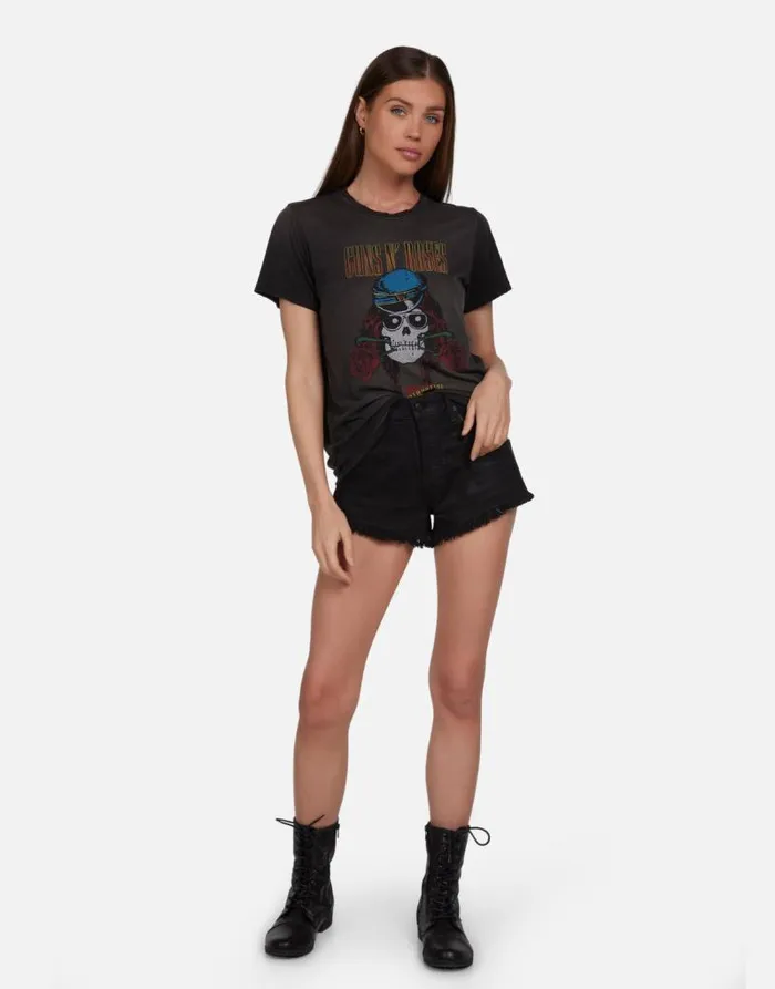 Wolf Guns N039 Roses Skull Black Haze Women Lauren Moshi Short Sleeve
