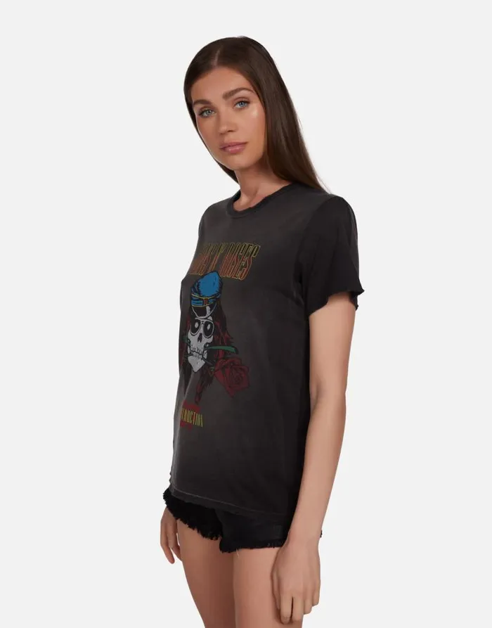 Wolf Guns N039 Roses Skull Black Haze Women Lauren Moshi Short Sleeve