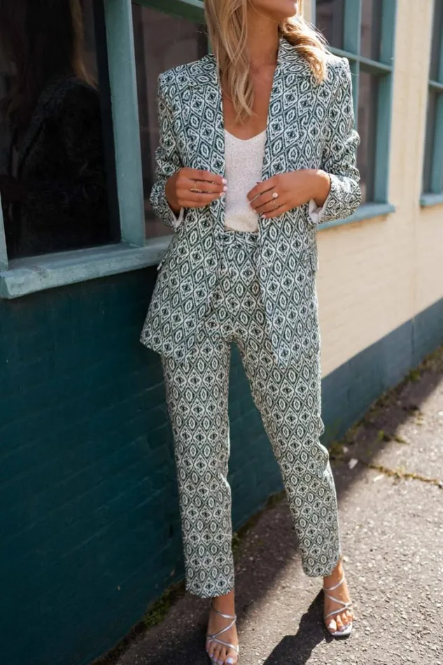 Women039s Clothing Blazers Easy Clothes Green Patterned Rosen Blazer
