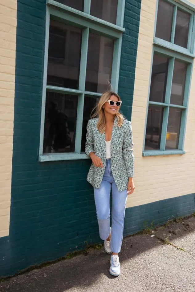 Women039s Clothing Blazers Easy Clothes Green Patterned Rosen Blazer