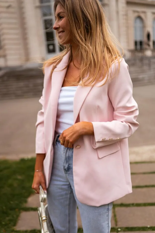 Women039s Clothing Blazers Easy Clothes Powder Pink Aurore Blazer