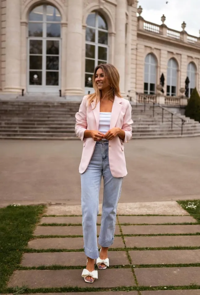 Women039s Clothing Blazers Easy Clothes Powder Pink Aurore Blazer