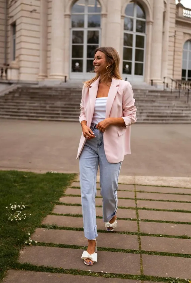 Women039s Clothing Blazers Easy Clothes Powder Pink Aurore Blazer
