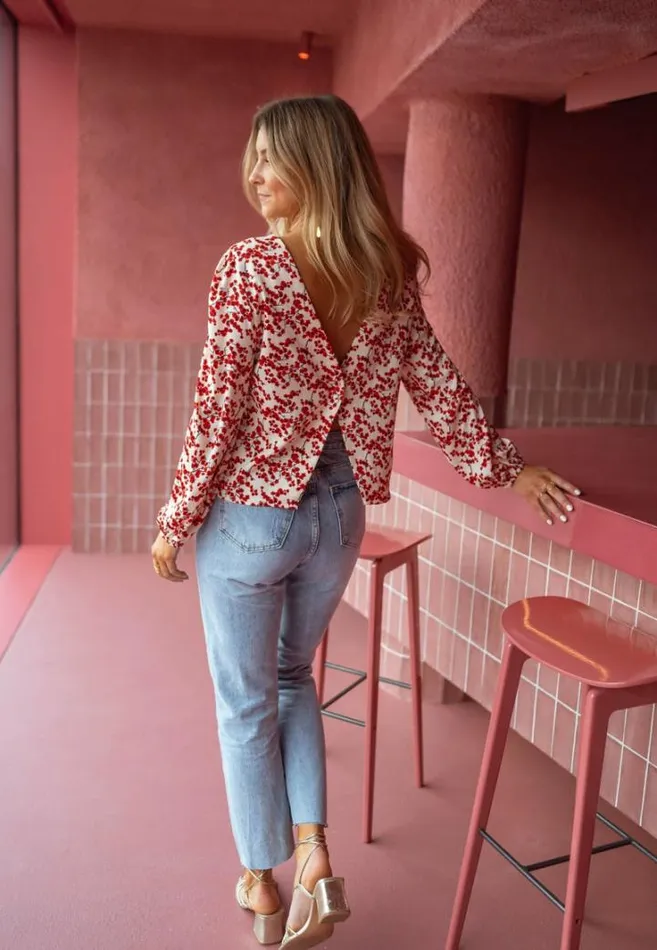 Women039s Clothing Blouses Easy Clothes Ecru And Red Floral Alfred Blouse