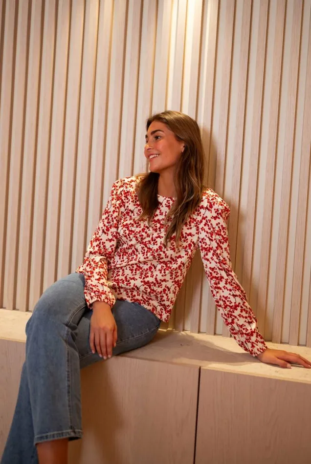 Women039s Clothing Blouses Easy Clothes Ecru And Red Floral Alfred Blouse
