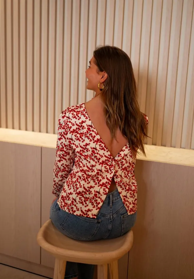 Women039s Clothing Blouses Easy Clothes Ecru And Red Floral Alfred Blouse