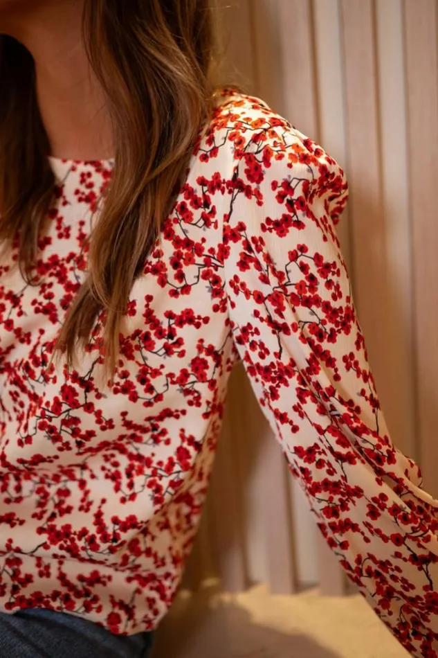 Women039s Clothing Blouses Easy Clothes Ecru And Red Floral Alfred Blouse