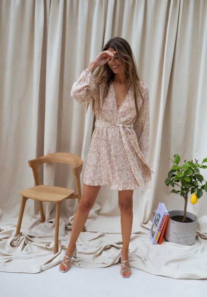 Women039s Clothing Dresses Easy Clothes Beige Lisa Patterned Dress