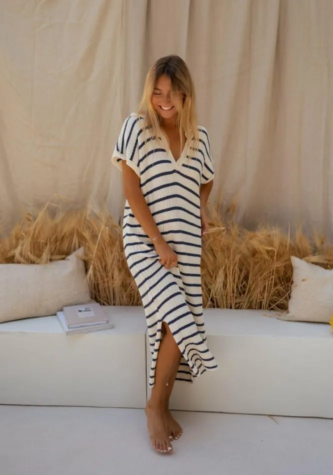 Women039s Clothing Dresses Easy Clothes Blue And Ecru Striped Soam Dress Women039s Clothing Dresses Easy Clothes Blue And Ecru Striped Soam Dress