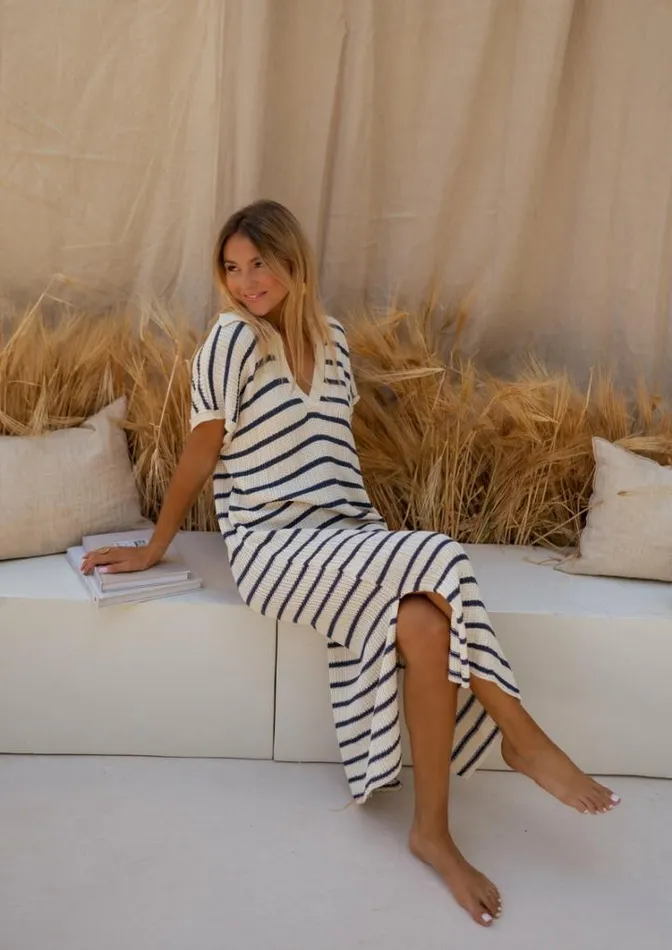 Women039s Clothing Dresses Easy Clothes Blue And Ecru Striped Soam Dress Women039s Clothing Dresses Easy Clothes Blue And Ecru Striped Soam Dress