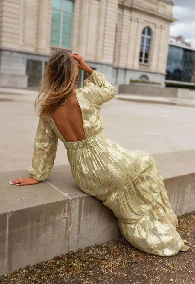Women039s Clothing Dresses Easy Clothes Green And Golden Ezia Dress