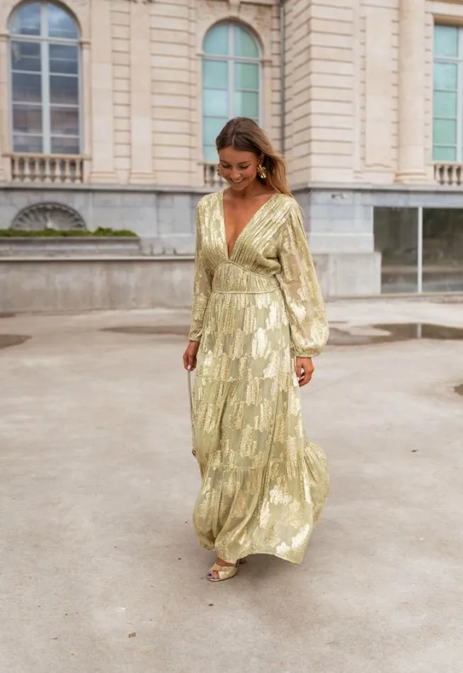 Women039s Clothing Dresses Easy Clothes Green And Golden Ezia Dress