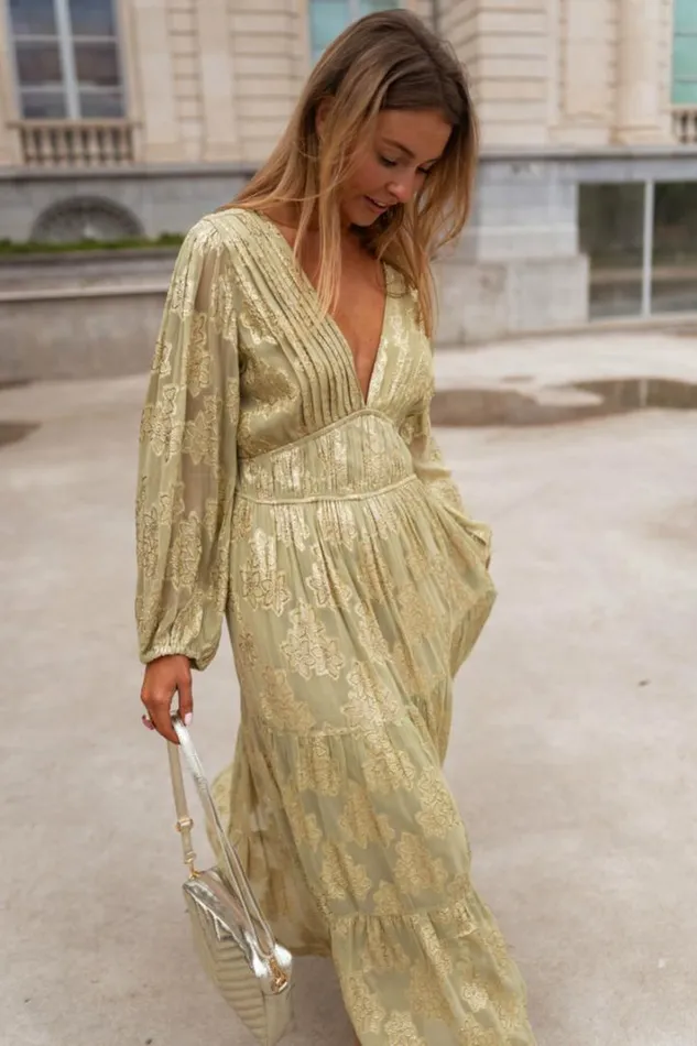 Women039s Clothing Dresses Easy Clothes Green And Golden Ezia Dress