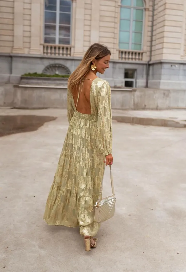 Women039s Clothing Dresses Easy Clothes Green And Golden Ezia Dress