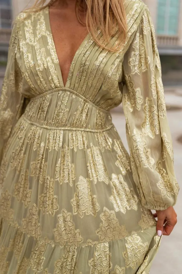 Women039s Clothing Dresses Easy Clothes Green And Golden Ezia Dress
