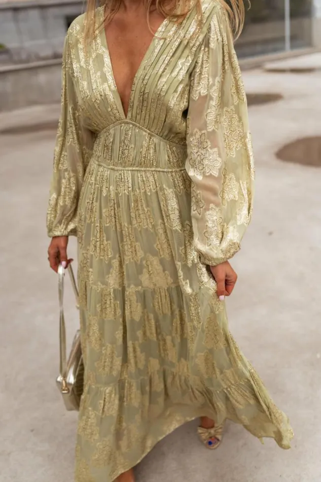 Women039s Clothing Dresses Easy Clothes Green And Golden Ezia Dress