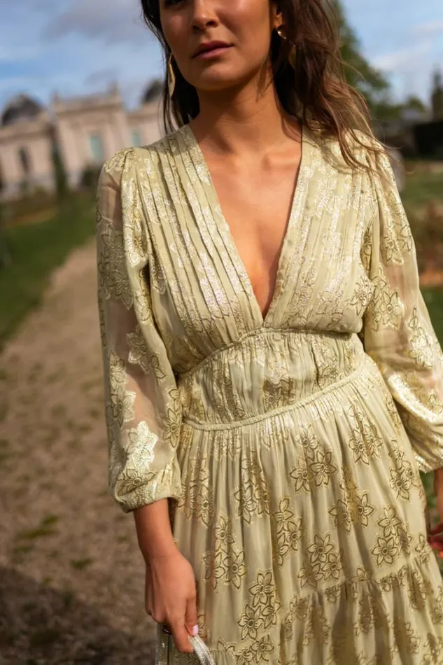 Women039s Clothing Dresses Easy Clothes Green And Golden Ezia Dress