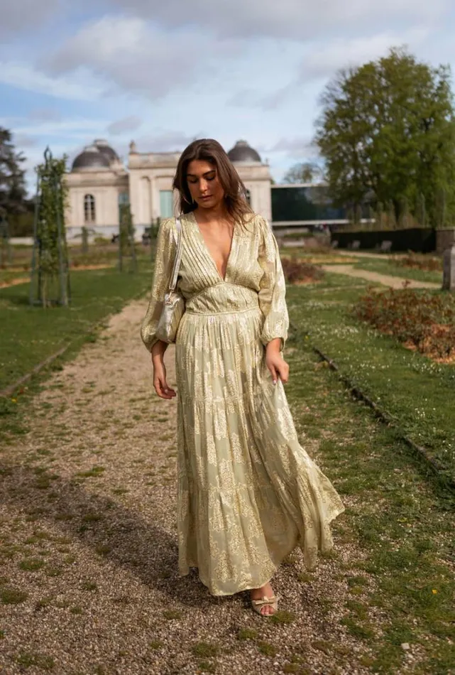 Women039s Clothing Dresses Easy Clothes Green And Golden Ezia Dress
