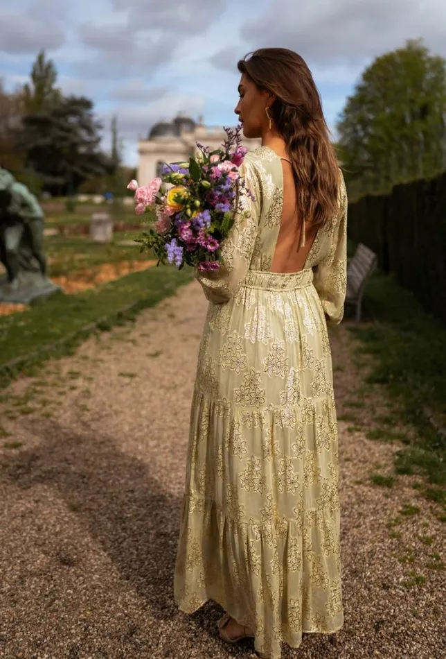 Women039s Clothing Dresses Easy Clothes Green And Golden Ezia Dress