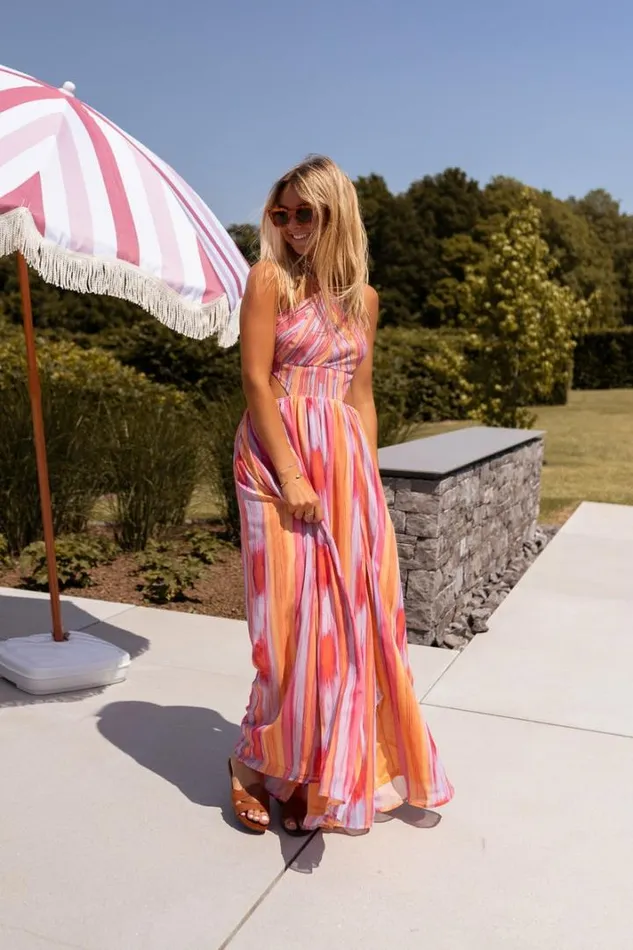 Women039s Clothing Dresses Easy Clothes Orange And Pink Emylia Maxi Dress