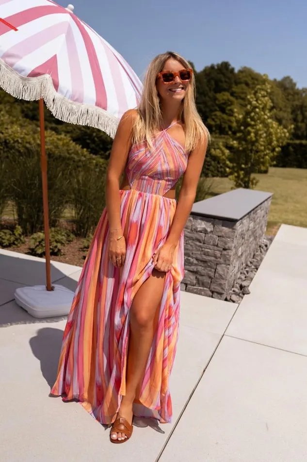Women039s Clothing Dresses Easy Clothes Orange And Pink Emylia Maxi Dress