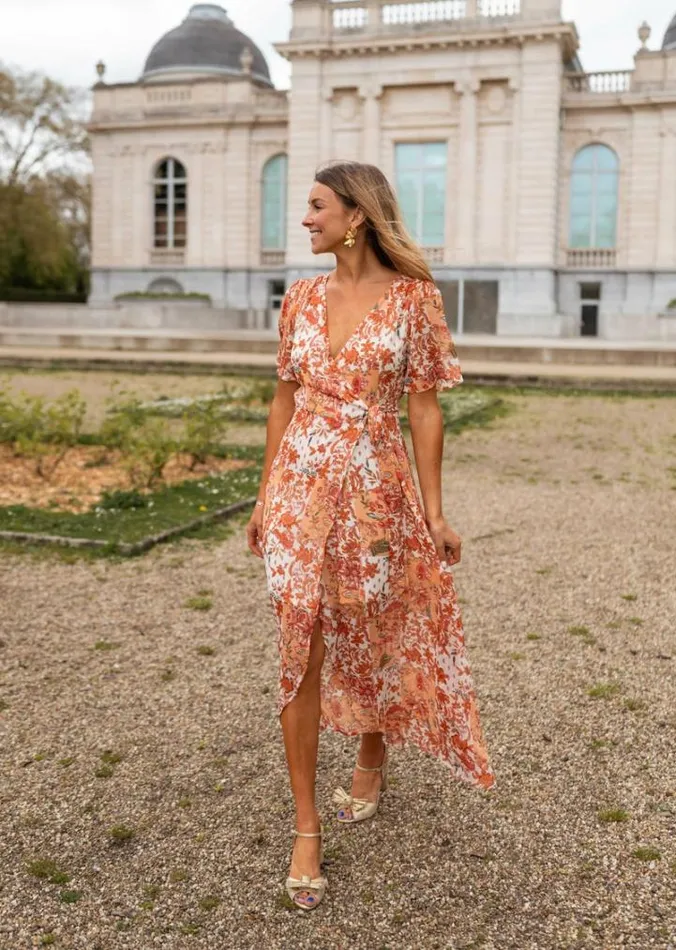 Women039s Clothing Dresses Easy Clothes Orange Floral Leidi Dress