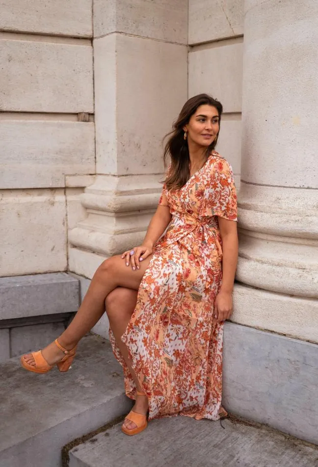 Women039s Clothing Dresses Easy Clothes Orange Floral Leidi Dress