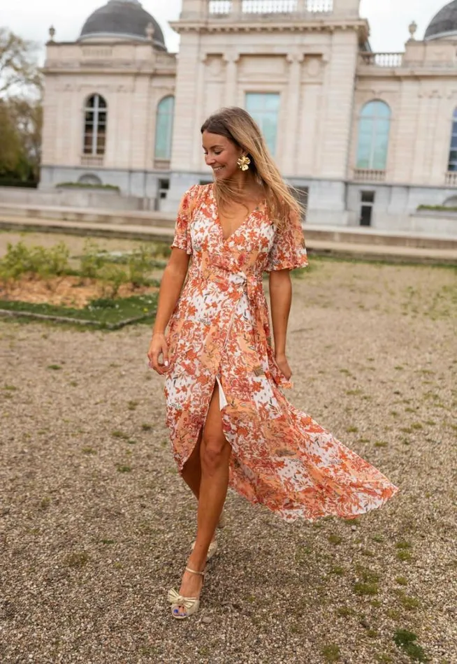 Women039s Clothing Dresses Easy Clothes Orange Floral Leidi Dress