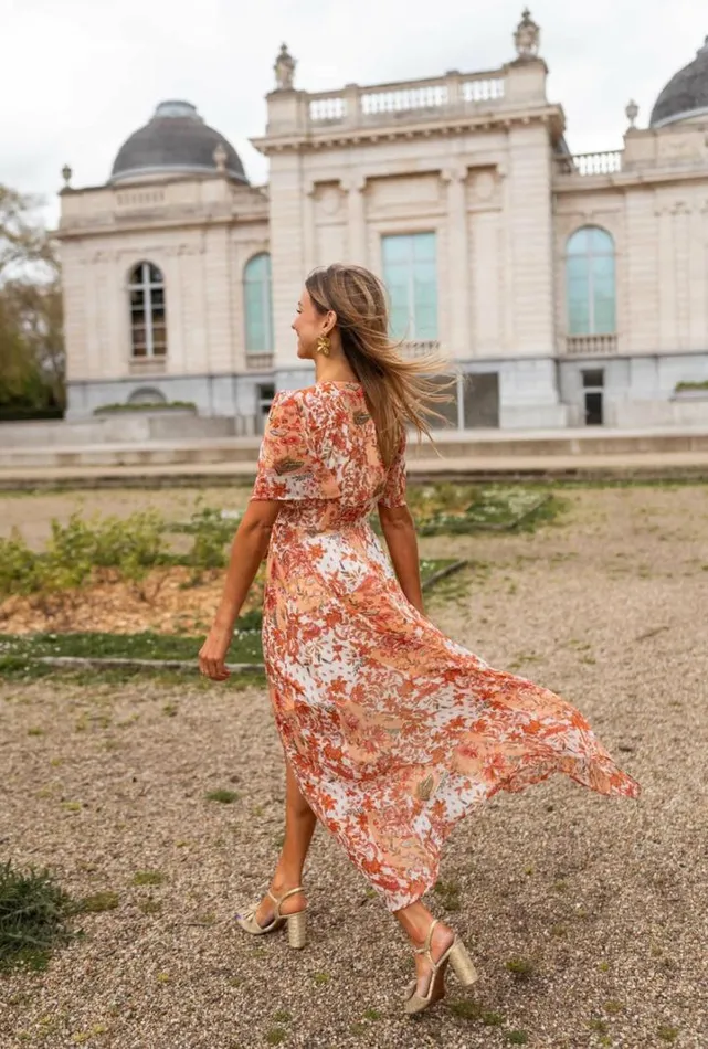 Women039s Clothing Dresses Easy Clothes Orange Floral Leidi Dress