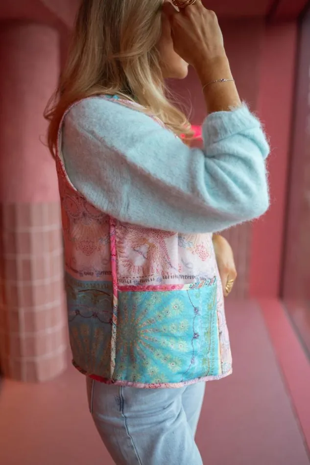 Women039s Clothing Jackets Easy Clothes Pink And Blue Sleeveless Maia Jacket Women039s Clothing Jackets Easy Clothes Pink And Blue Sleeveless Maia Jacket