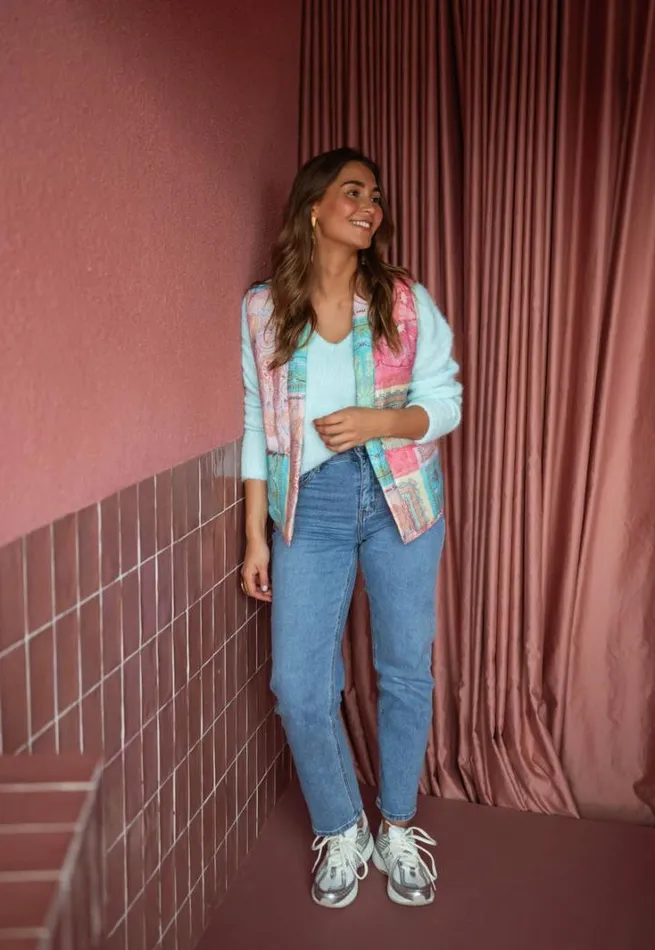 Women039s Clothing Jackets Easy Clothes Pink And Blue Sleeveless Maia Jacket Women039s Clothing Jackets Easy Clothes Pink And Blue Sleeveless Maia Jacket