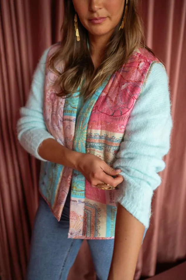 Women039s Clothing Jackets Easy Clothes Pink And Blue Sleeveless Maia Jacket Women039s Clothing Jackets Easy Clothes Pink And Blue Sleeveless Maia Jacket