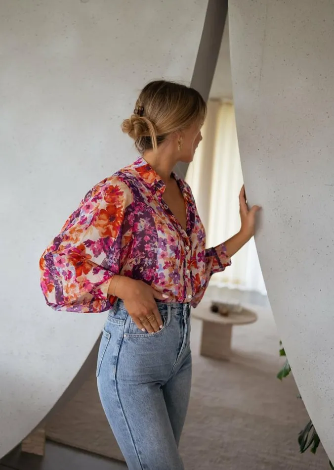 Women039s Clothing Shirts Easy Clothes Floral Fauve Shirt