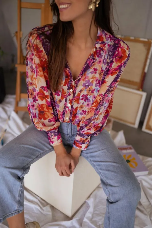 Women039s Clothing Shirts Easy Clothes Floral Fauve Shirt