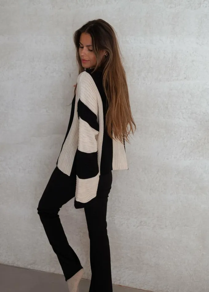 Women039s Clothing Sweaters Easy Clothes Ecru And Black Masson Sweater Ecru and Black