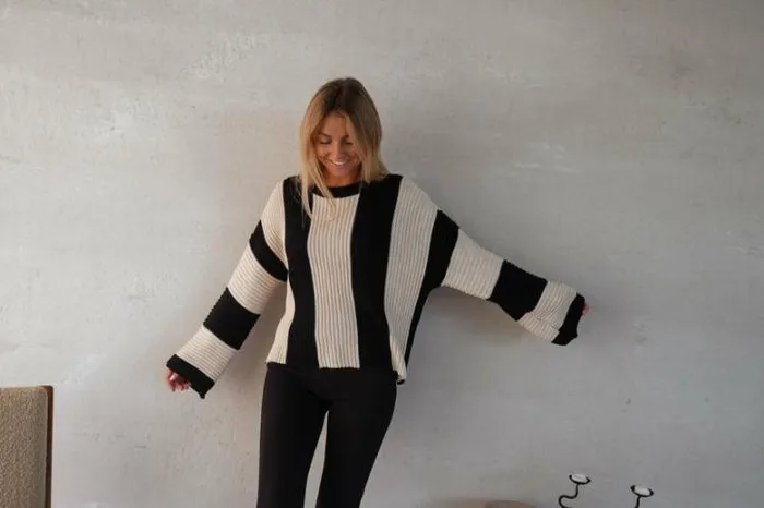 Women039s Clothing Sweaters Easy Clothes Ecru And Black Masson Sweater Ecru and Black