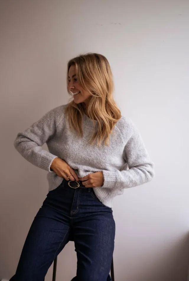 Women039s Clothing Sweaters Easy Clothes Grey Lais Sweater With Black Bow