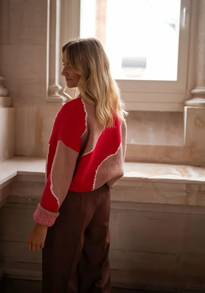 Women039s Clothing Sweaters Easy Clothes Red And Old Pink Maleka Sweater