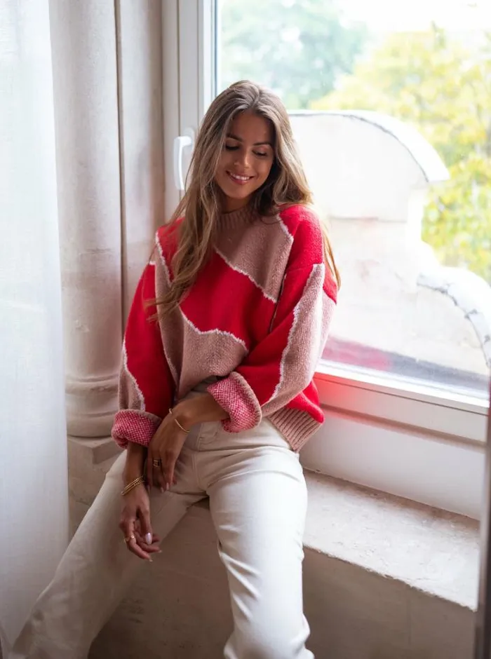 Women039s Clothing Sweaters Easy Clothes Red And Old Pink Maleka Sweater