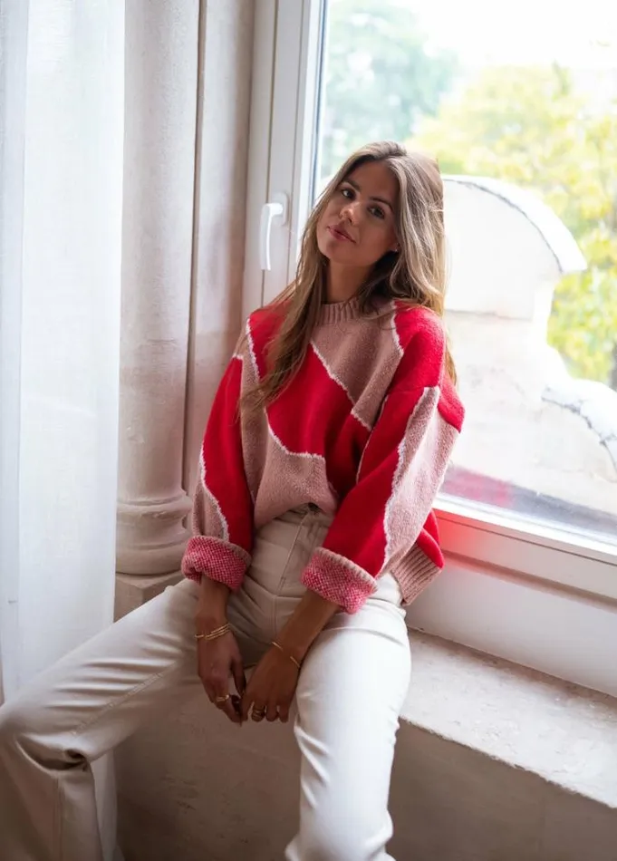 Women039s Clothing Sweaters Easy Clothes Red And Old Pink Maleka Sweater